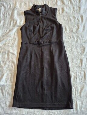 Carmen Marc Valvo wonen's size 8 black dress, rayon blend, gem zipper, NWOT